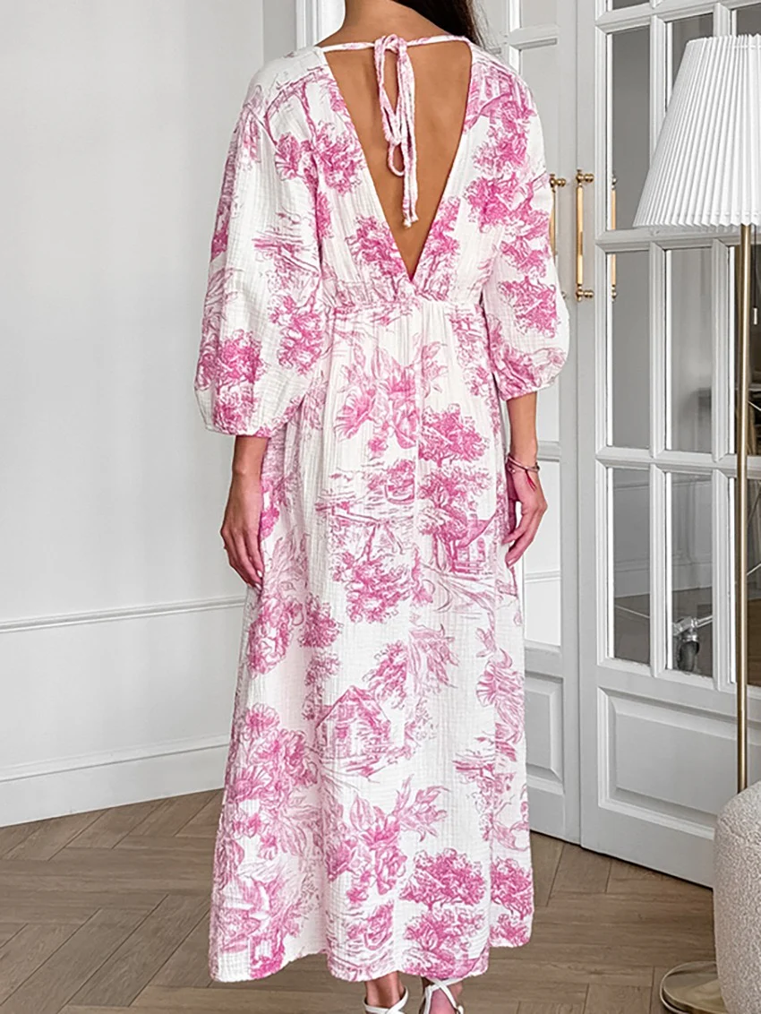 Stellan Cotton Holiday Dress In Pink - Image 4