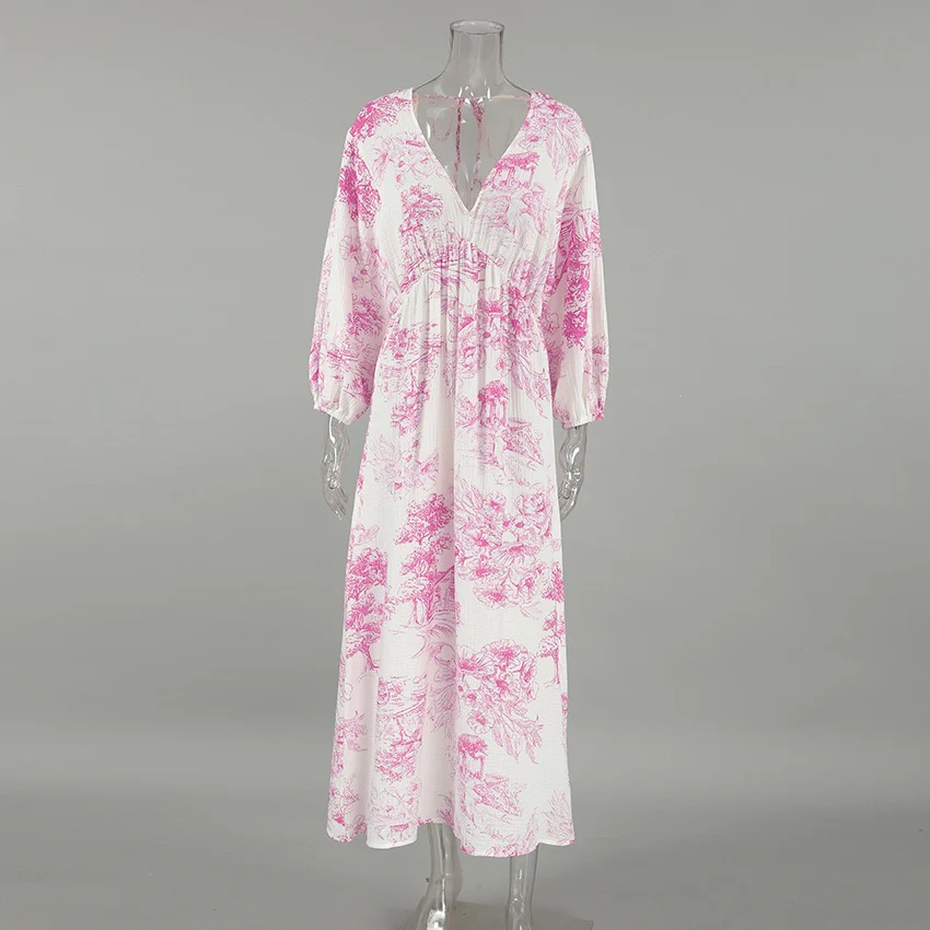 Stellan Cotton Holiday Dress In Pink - Image 6