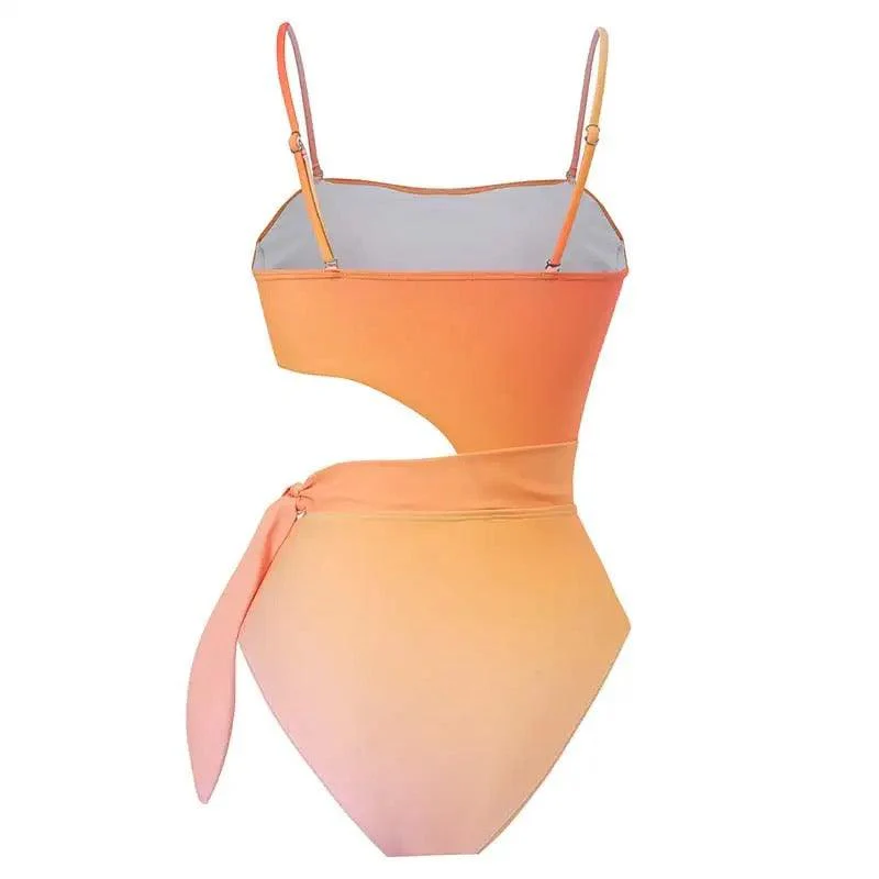 Sunset Swimsuit With Sarong In Orange - Image 6