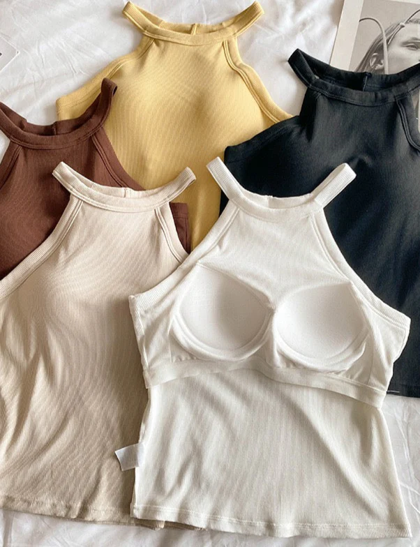 Tassie Tank Tops with Inbuilt Bra In White - Image 3