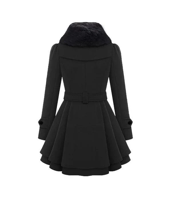 Terra Fur Detailed Double Breasted Overcoat - Image 6