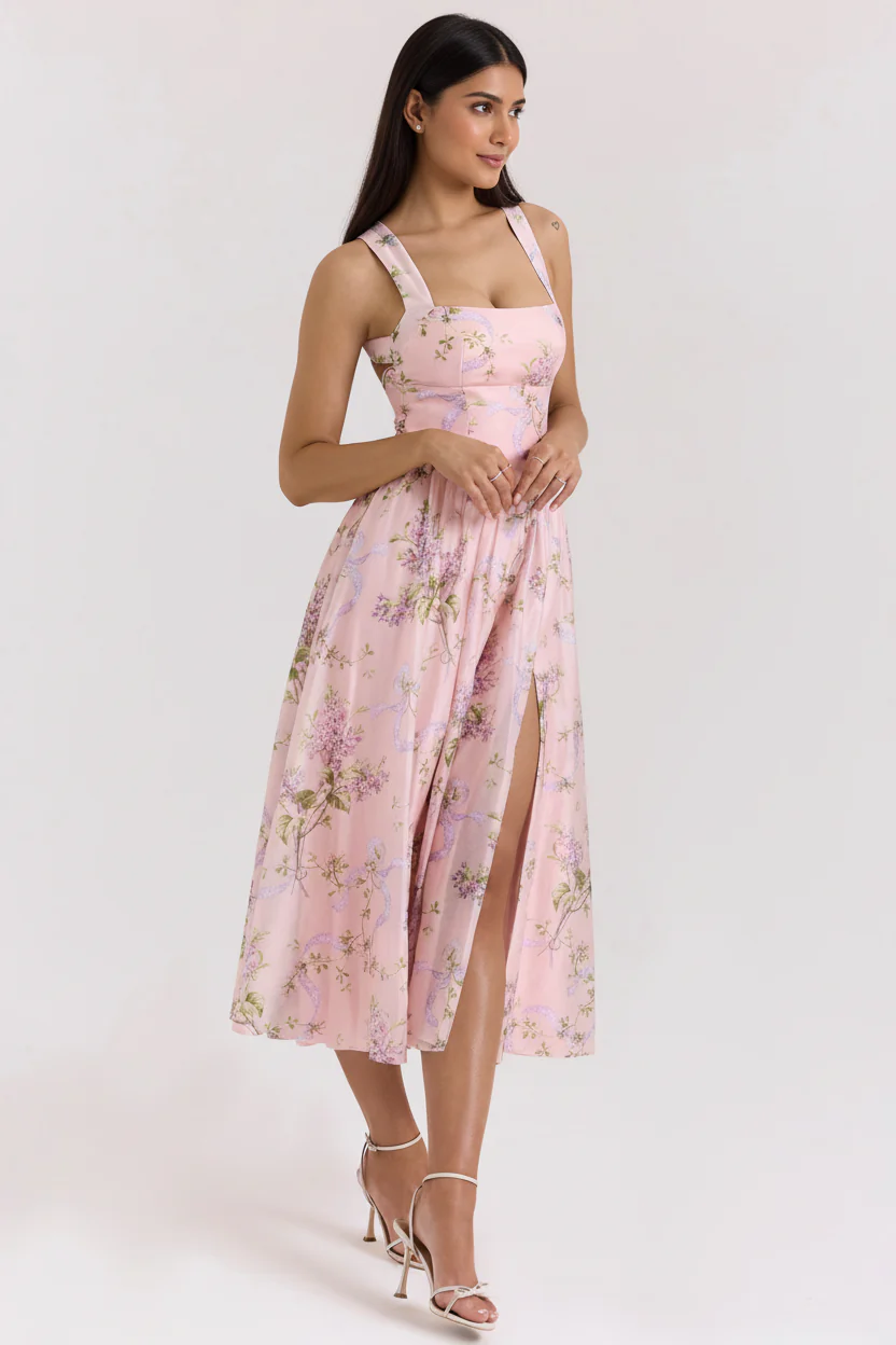 Thistle Summer Holiday Midi Dress In Pink - Image 2