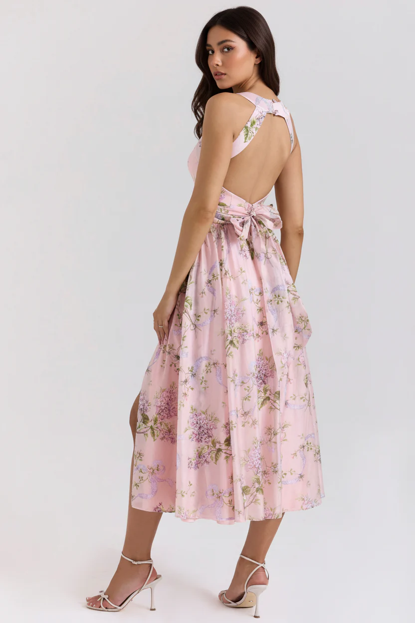Thistle Summer Holiday Midi Dress In Pink - Image 3