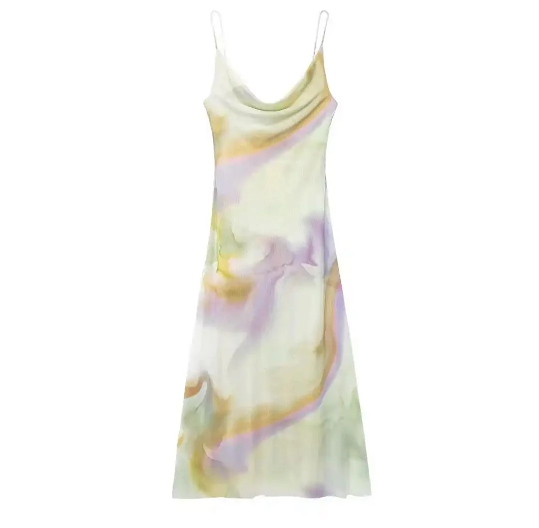 Tie And Dye Summer Holiday Dress In Multicolor