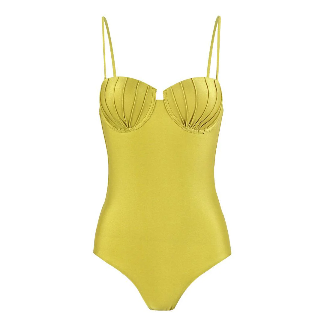 Trope Luxe Swimsuit With Coverup In Yellow - Image 7