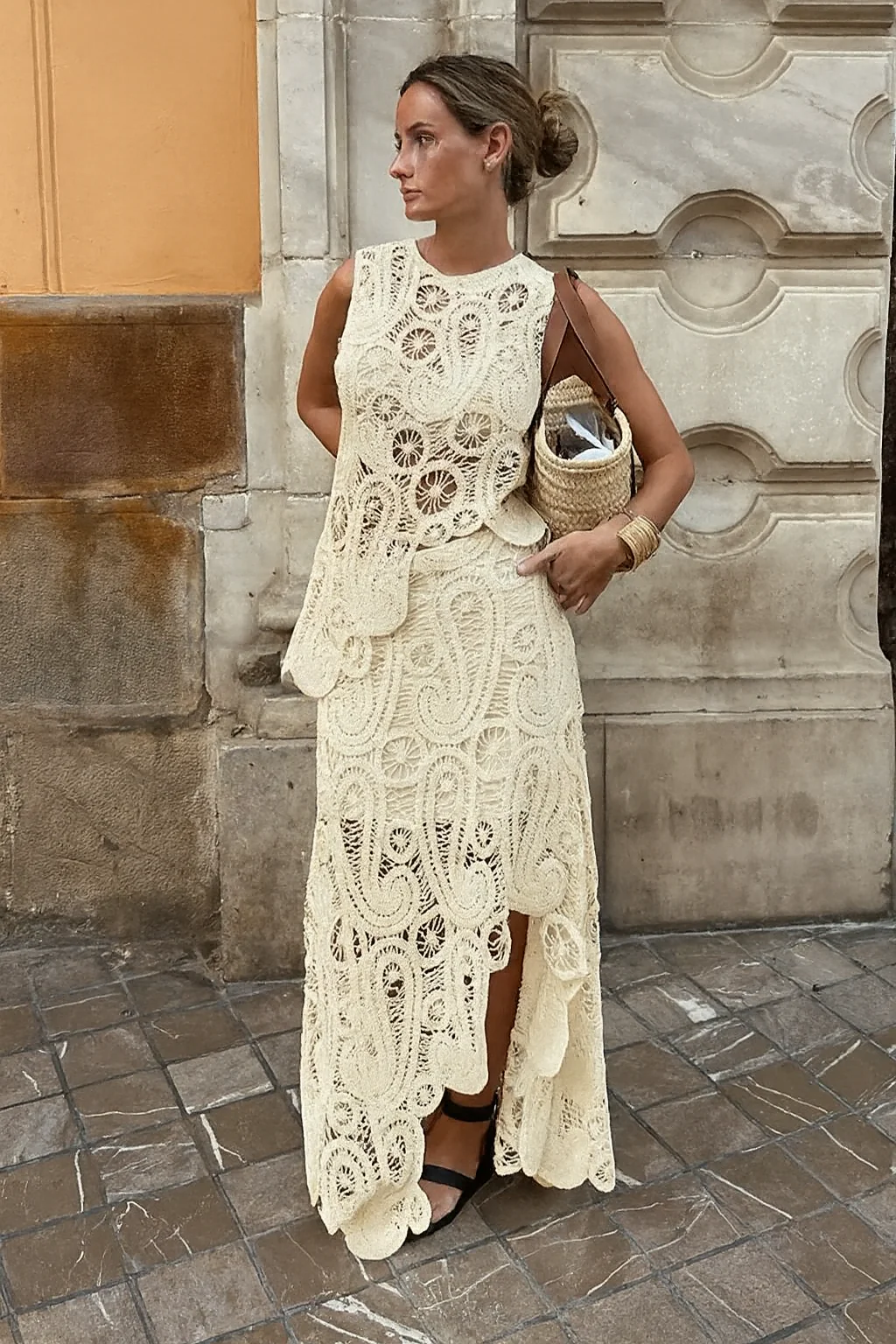 Tropez Crochet Holiday Coord - Resortwear In Beige - Image 3