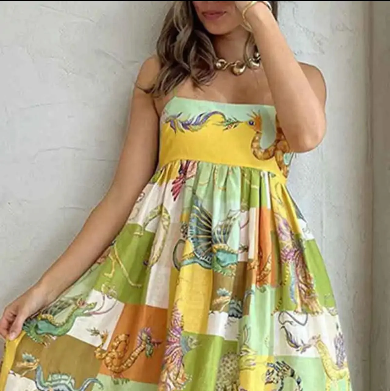 Tropical Printed Holiday Dress In Multicolor - Image 2