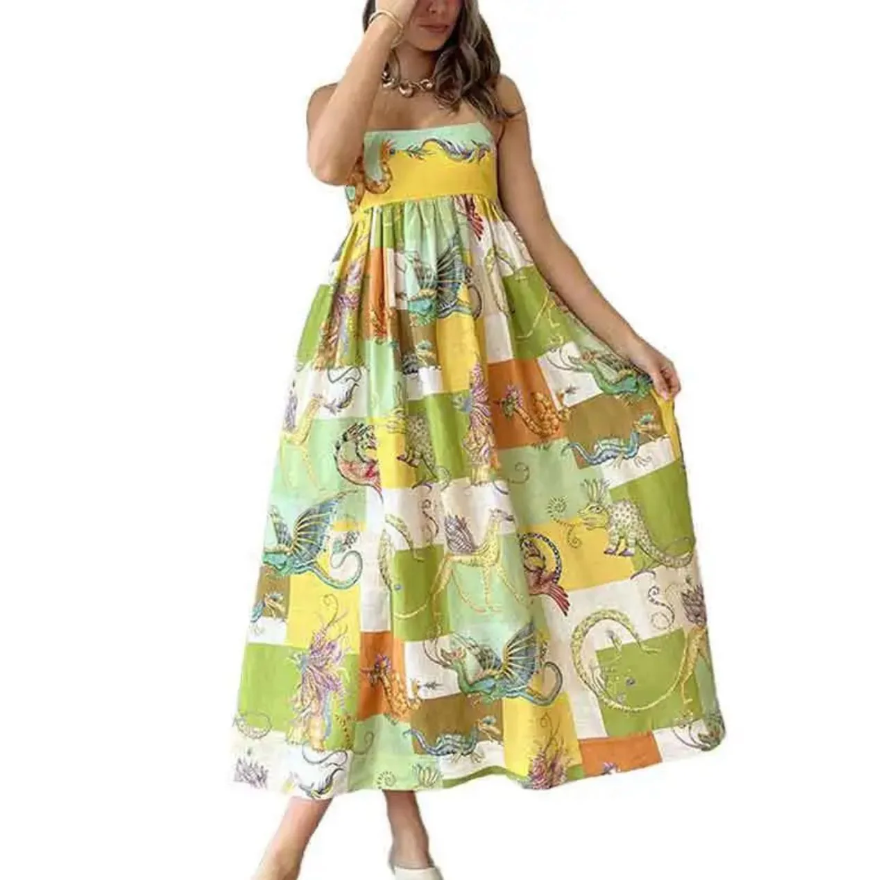 Tropical Printed Holiday Dress In Multicolor - Image 3