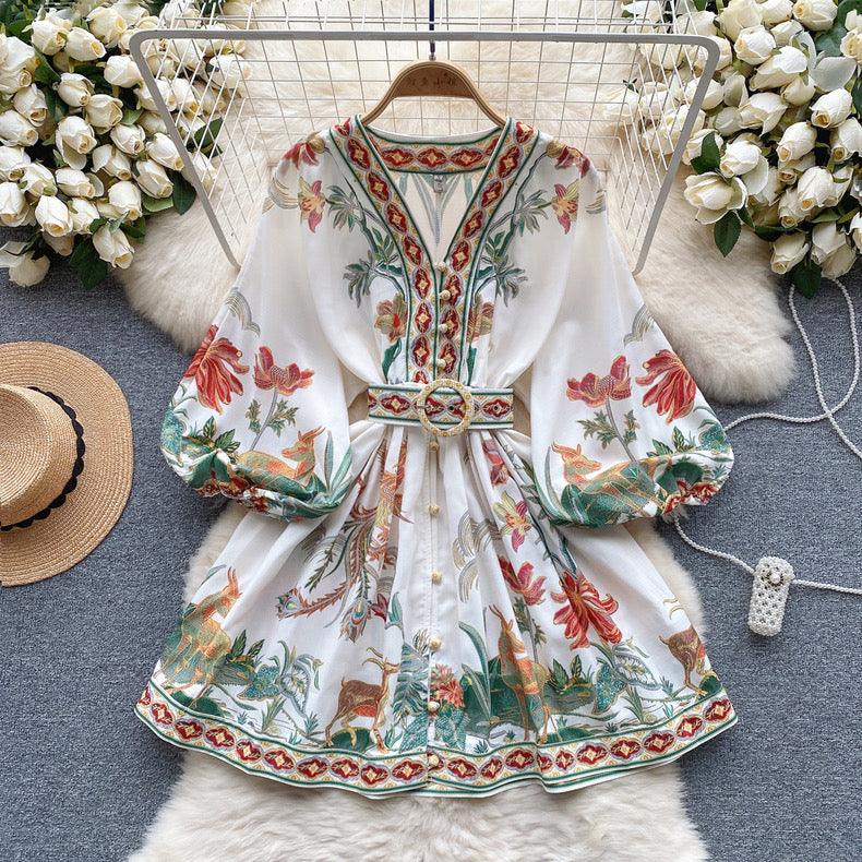 Tropical Vintage Dress with Belt - Image 2