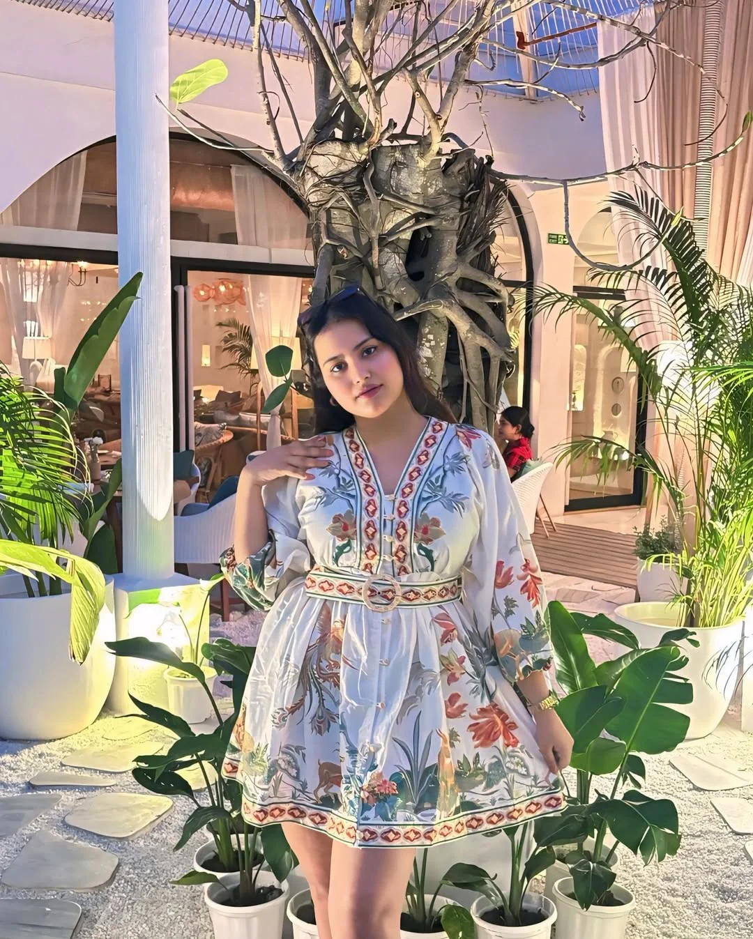 Tropical Vintage Dress with Belt - Image 3