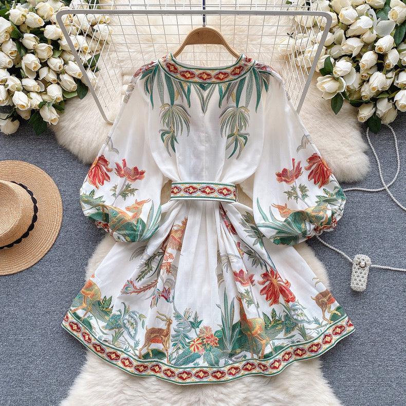 Tropical Vintage Dress with Belt - Image 4