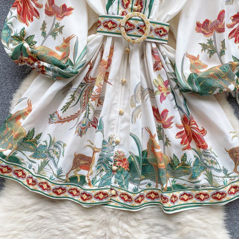 Tropical Vintage Dress with Belt - Image 6