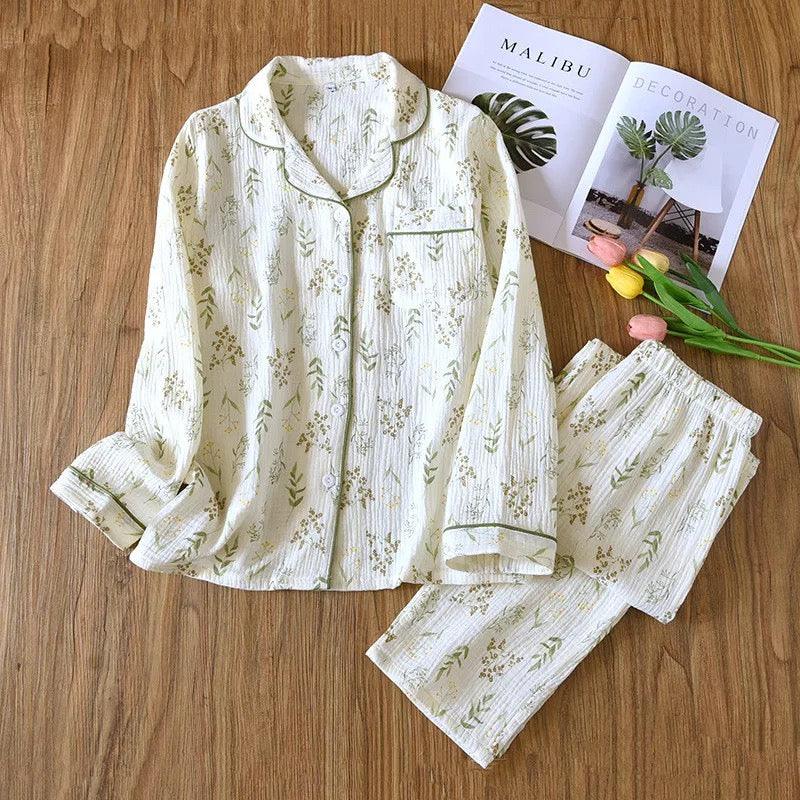 Vaco Floral Cotton Crepe Nightsuits In Off-White - Image 2