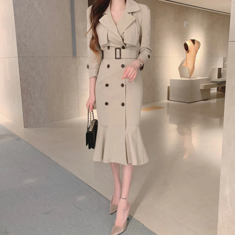 Vio Elegant Pleated Blazer Dress with Belt - Image 4
