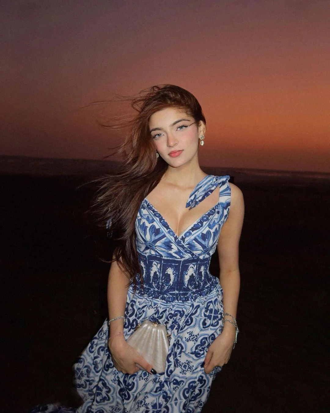 Wester Porcelain Print Maxi Dress In Blue - Image 4