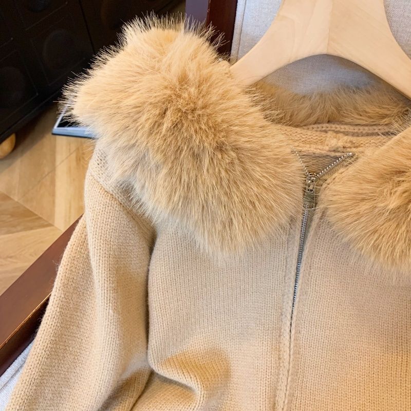 Zeta Fur Woolen Jacket In Brown - Image 3