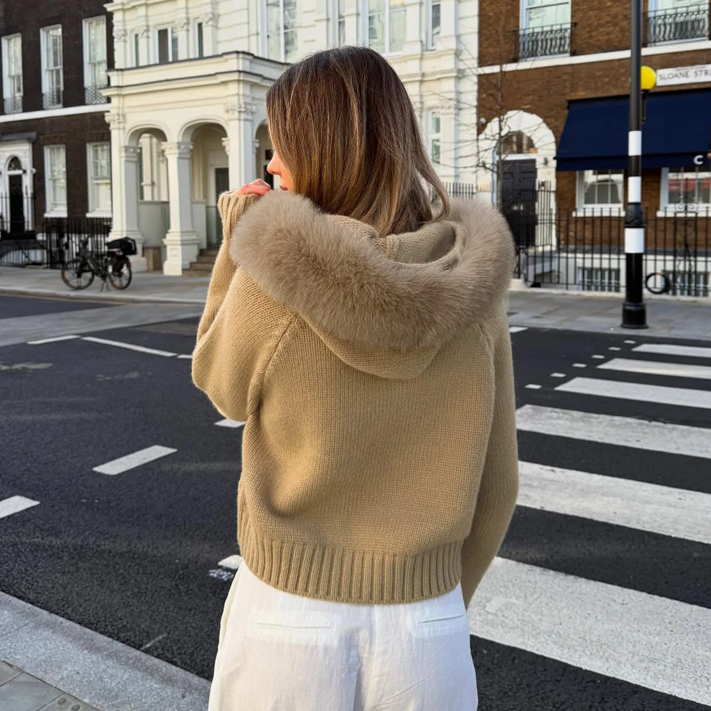 Zeta Fur Woolen Jacket In Brown - Image 5