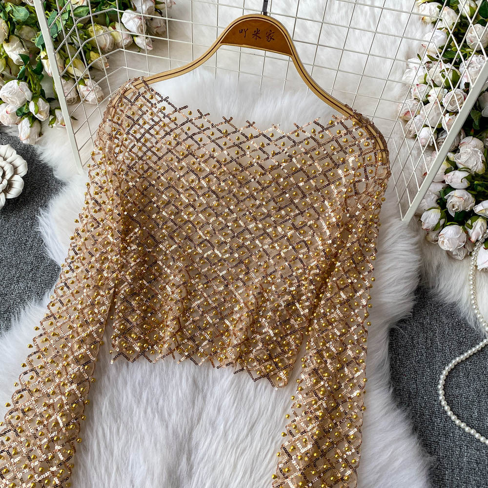 Zinia Mesh Sequined Crop Top - Image 3