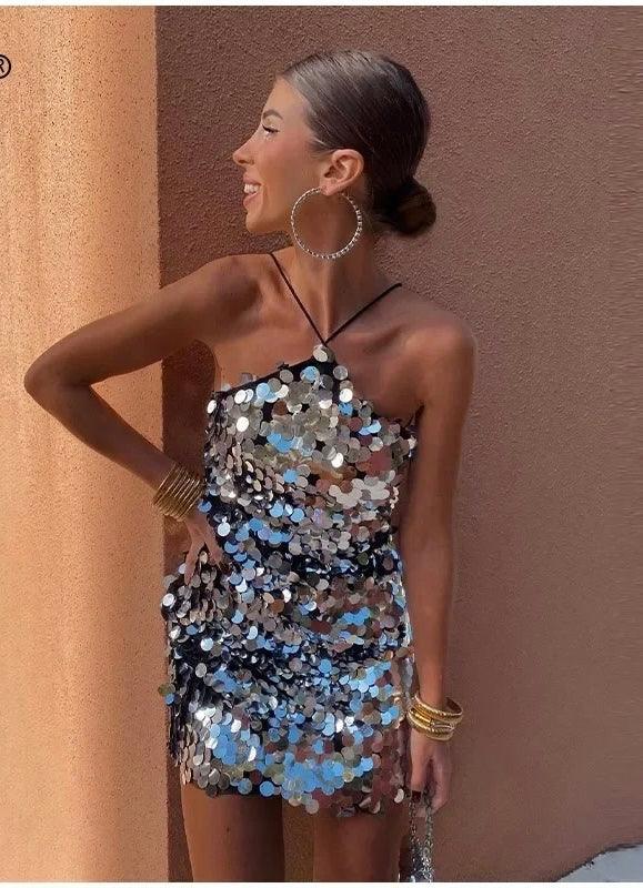 Zola Halterneck Sequined Dress - Image 3