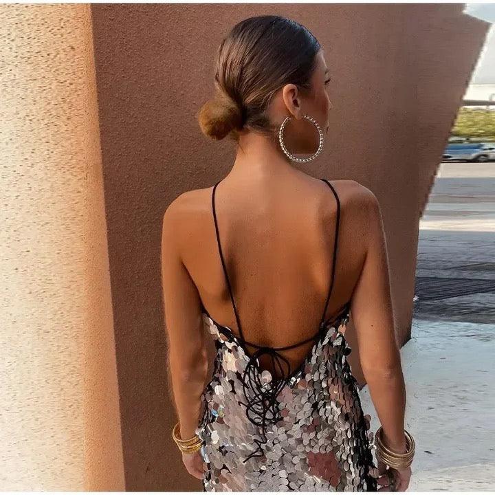 Zola Halterneck Sequined Dress - Image 4