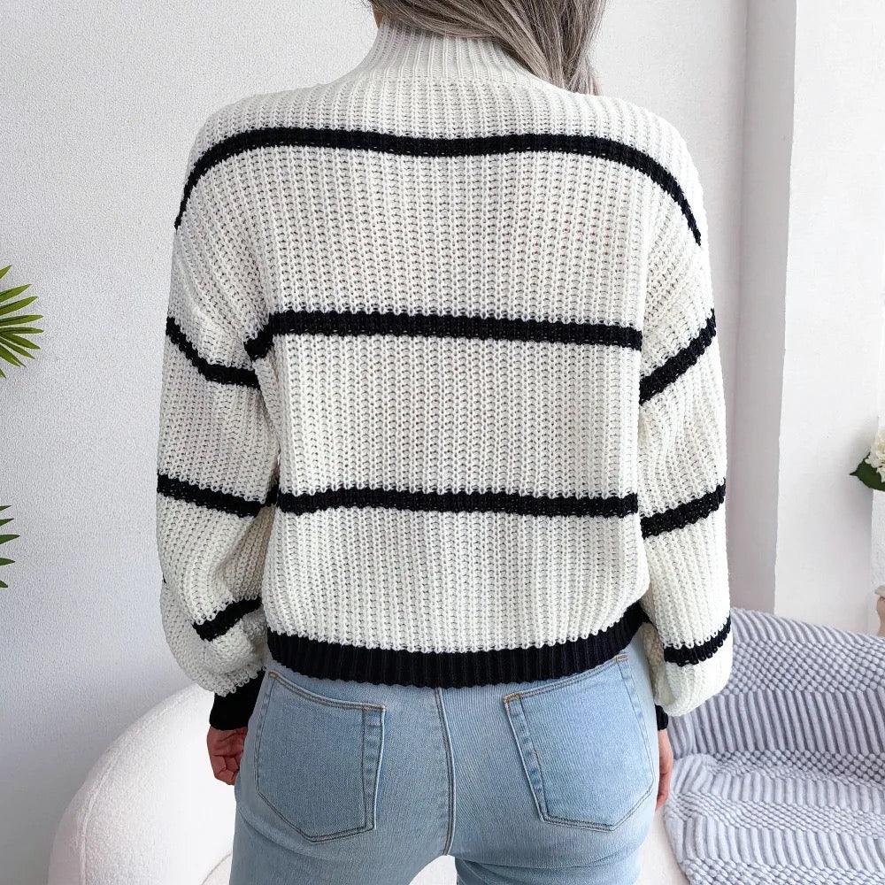 Zuma Striped Sweater in White - Image 5
